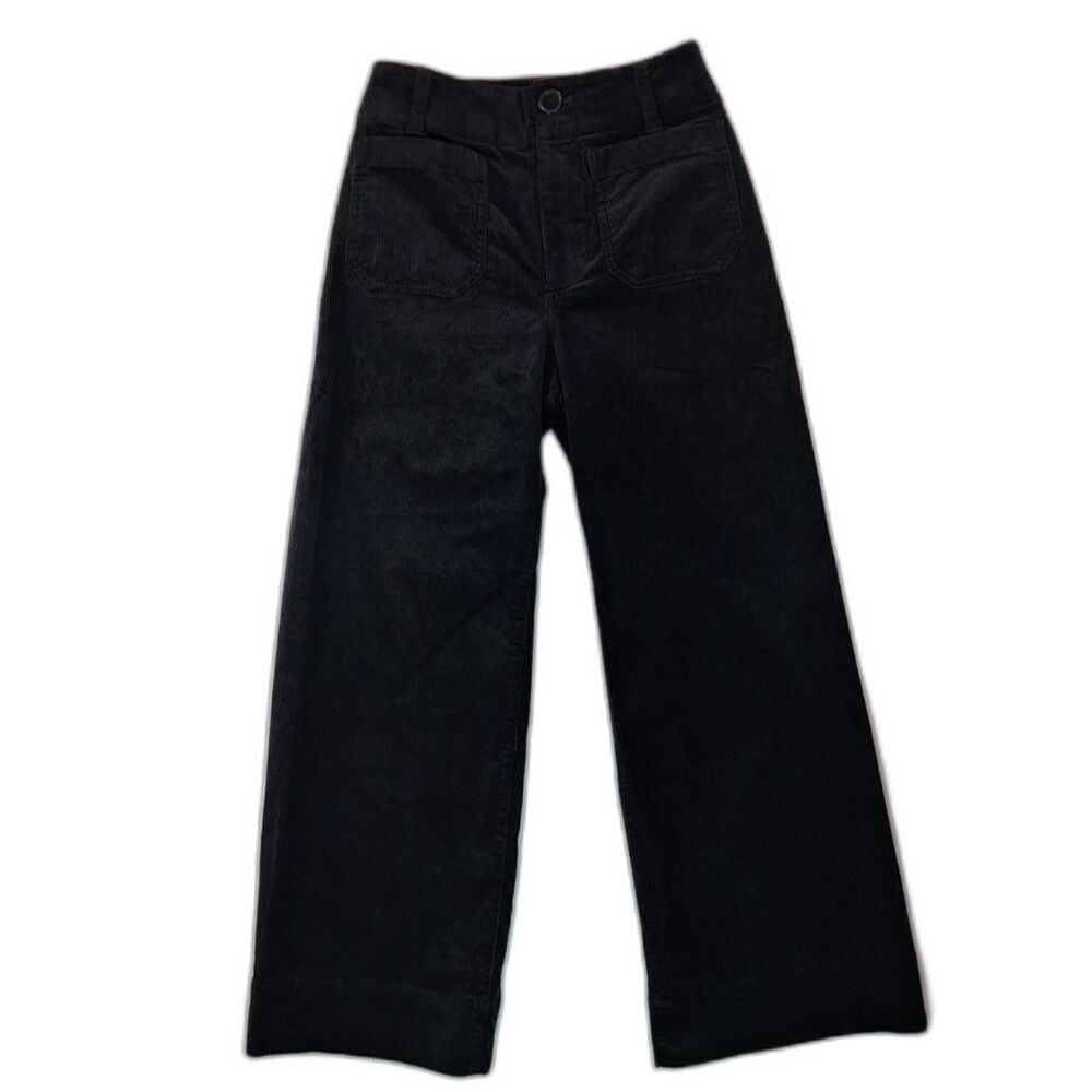 Maeve Anthropologie Colette Corduroy Black Pants Wide Leg Trousers Size 25
